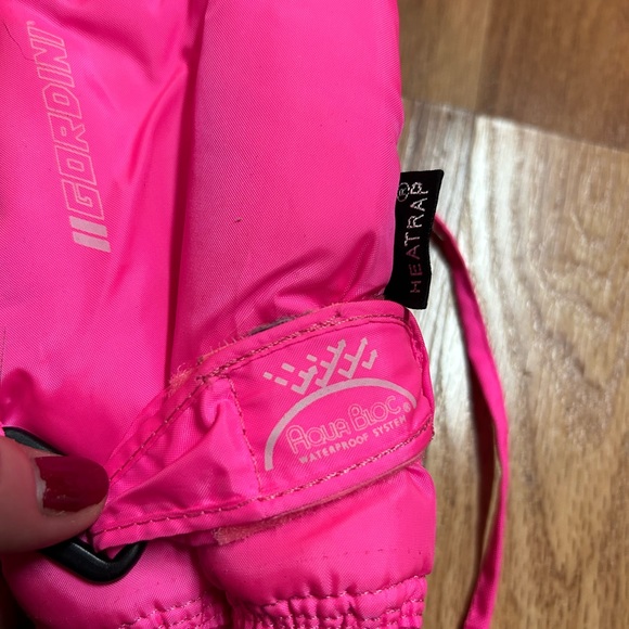 VINTAGE 80s 90s Pink Hat Gloves Set Ski Hot Pink Rabbit Fur Leather Aprés winter - Picture 4 of 9